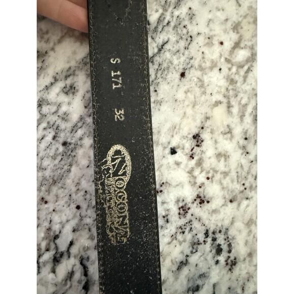 Vtg 90s Nocona Leather Belt 32 Black Silver Buckle Western Floral 1in Cowboy - Picture 4 of 5